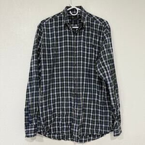 Bergdorf Goodman Plaid Button Down Shirt Blue Green Preppy Ivy League Size Large